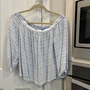 Blue Striped off the shoulder Women's Top